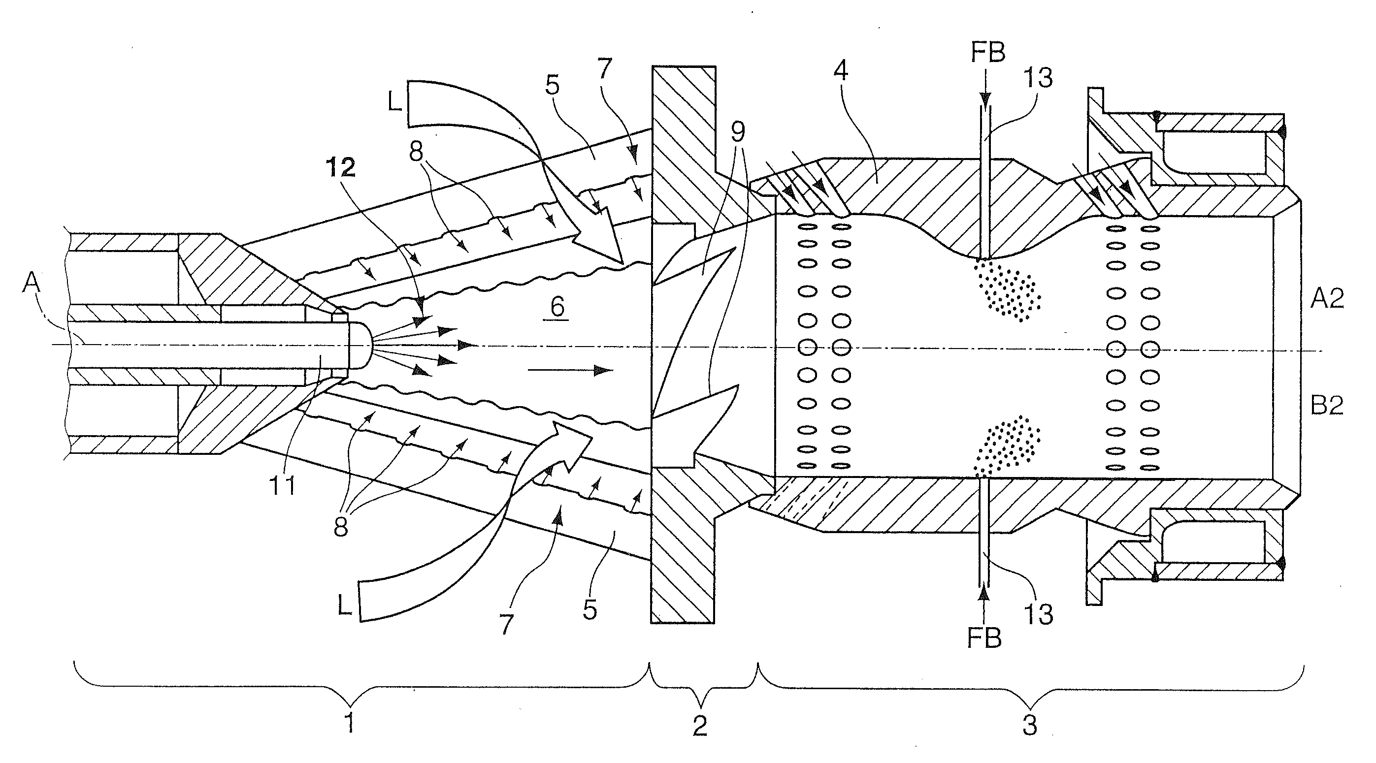 Premix burner with mixing section