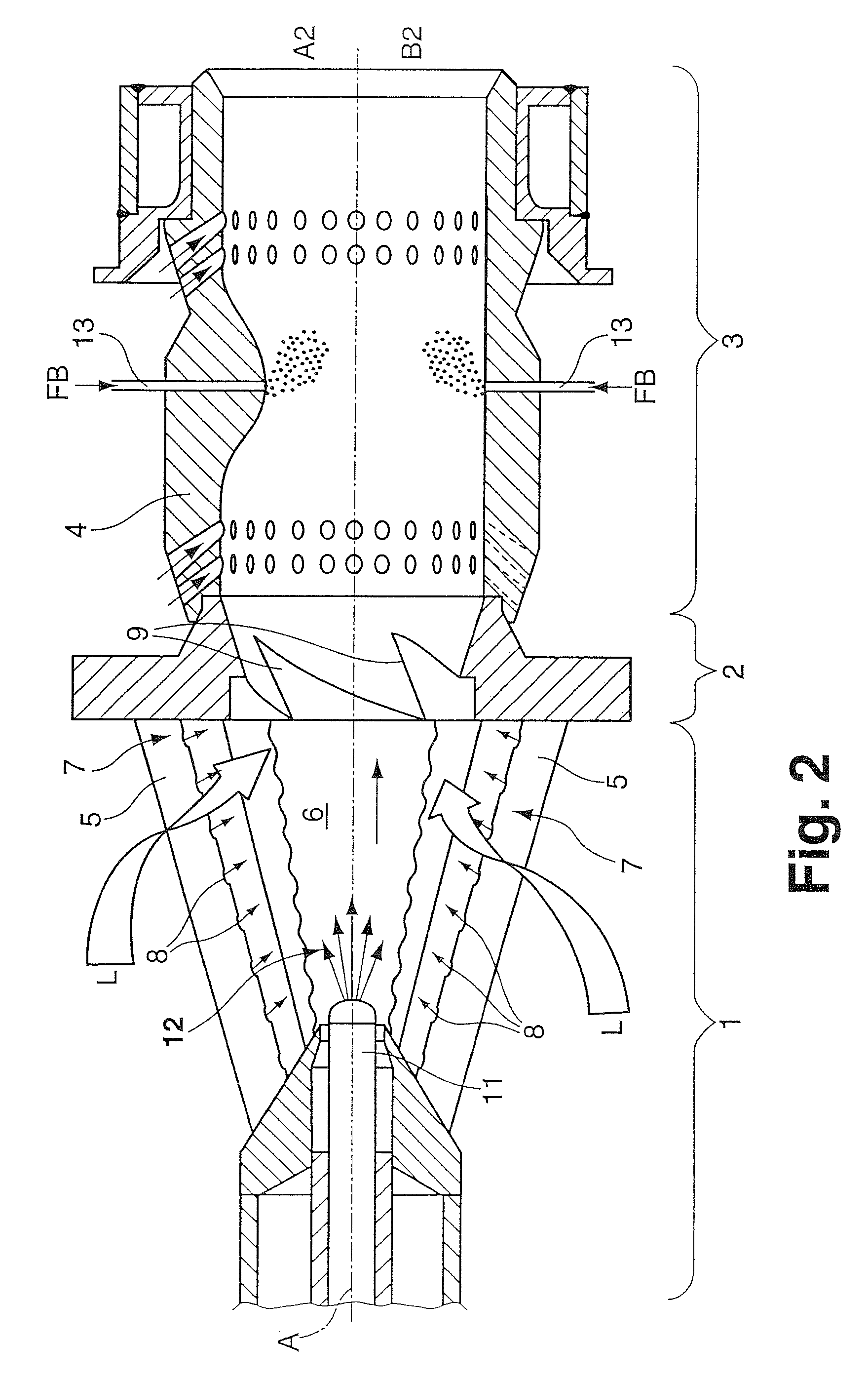 Premix burner with mixing section