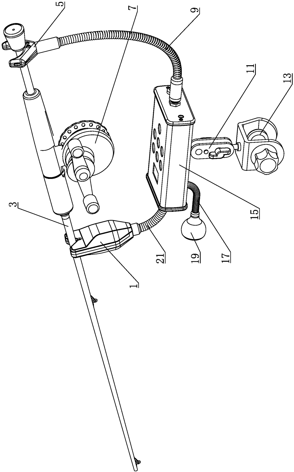 Multi-functional automatic fish search raft and fishing rack and the front bracket structure of the raft fishing rack