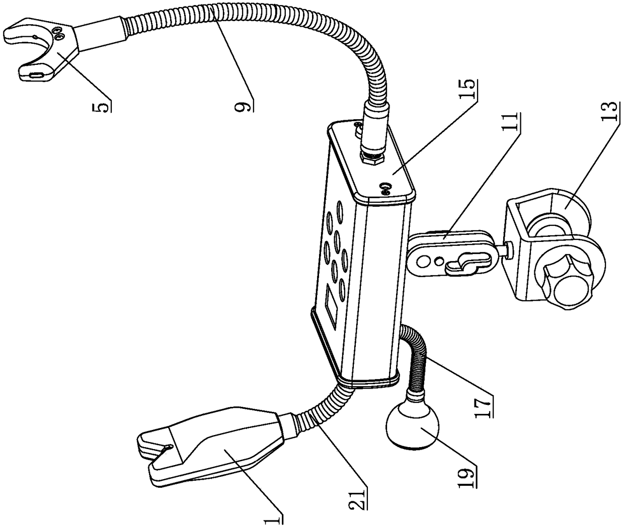 Multi-functional automatic fish search raft and fishing rack and the front bracket structure of the raft fishing rack