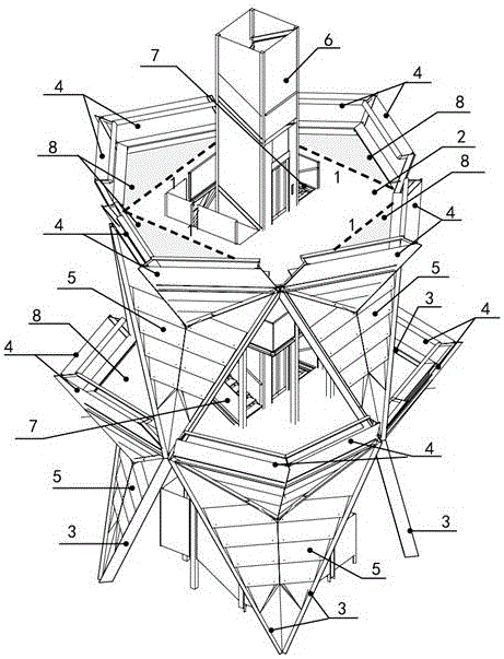 Spliced structure of tower body of steel-structure landscape tower