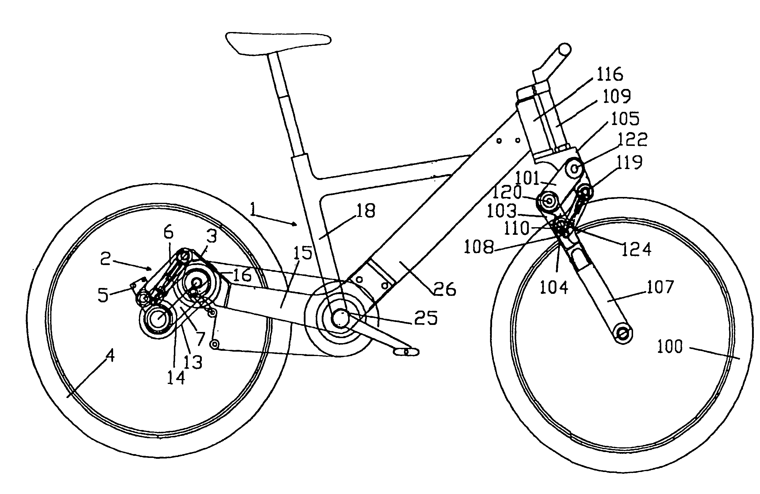 All-suspension bicycle frame with isolated drive gear