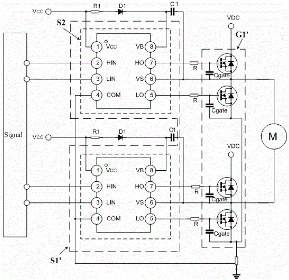 Packaging device for compact single-phase integrated drive circuit and single-phase integrated drive circuit