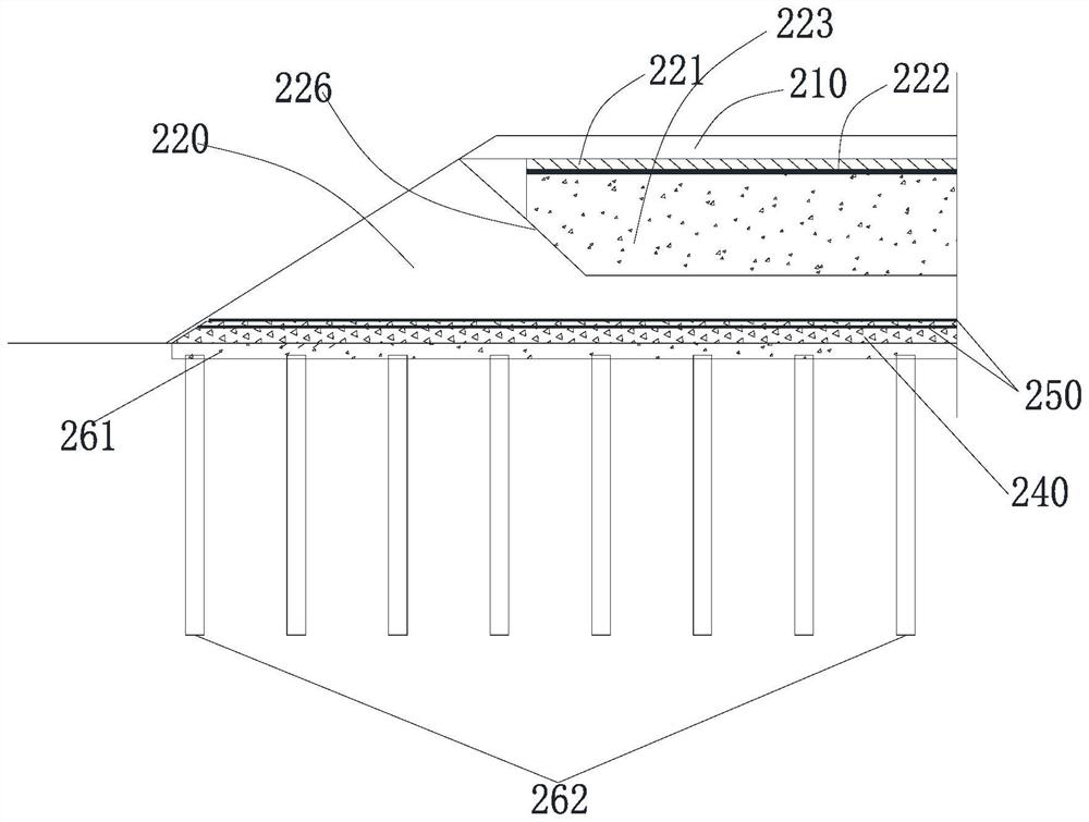 Road rigid pile and preloading soft foundation treatment transition structure and construction method