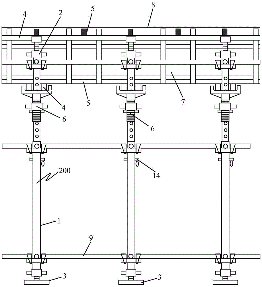 Formwork support system and construction method of cast-in-place concrete beam-slab structure