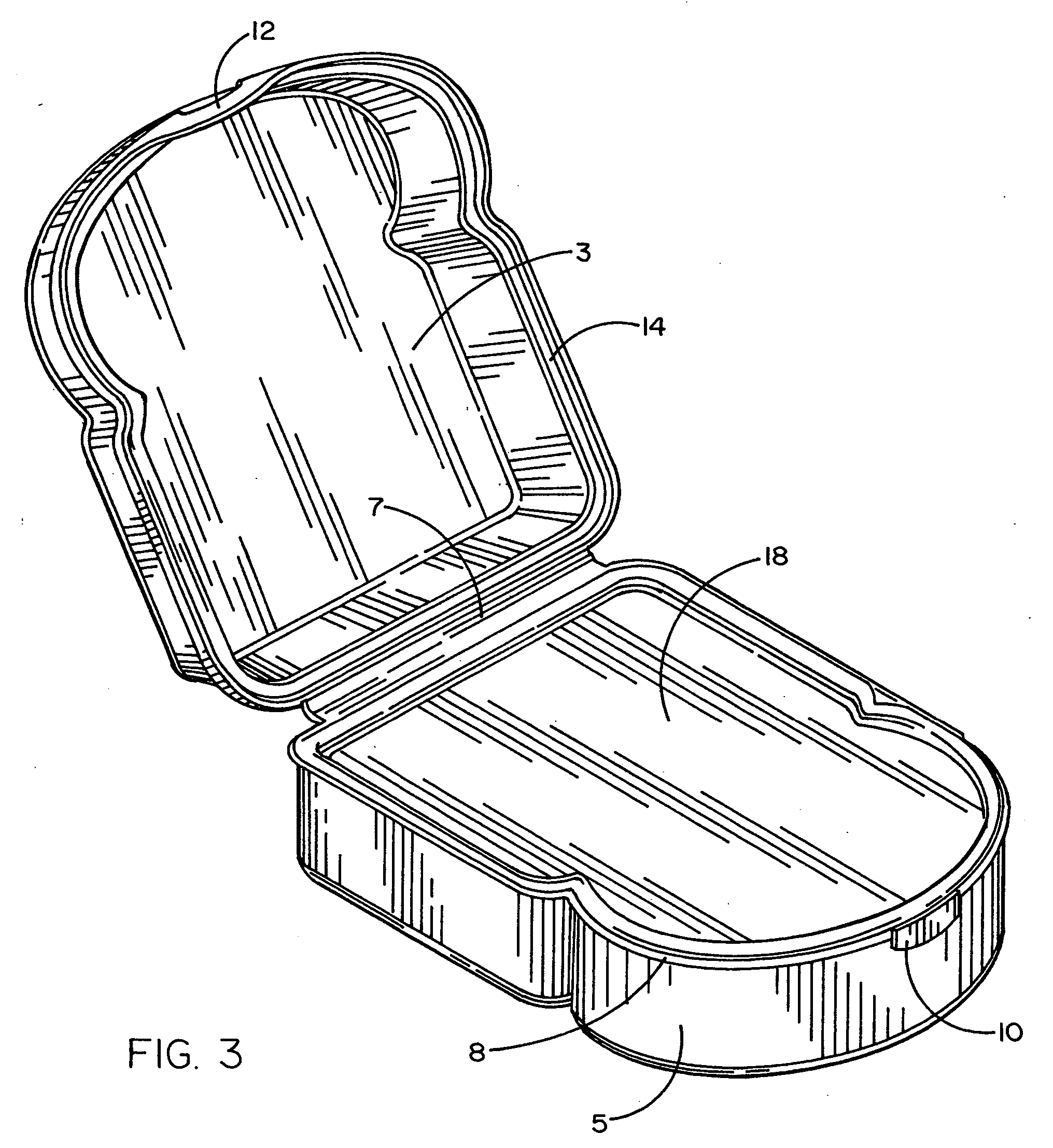 Dual compartment sandwich containers having a hinged divider and removable hot/cold pack