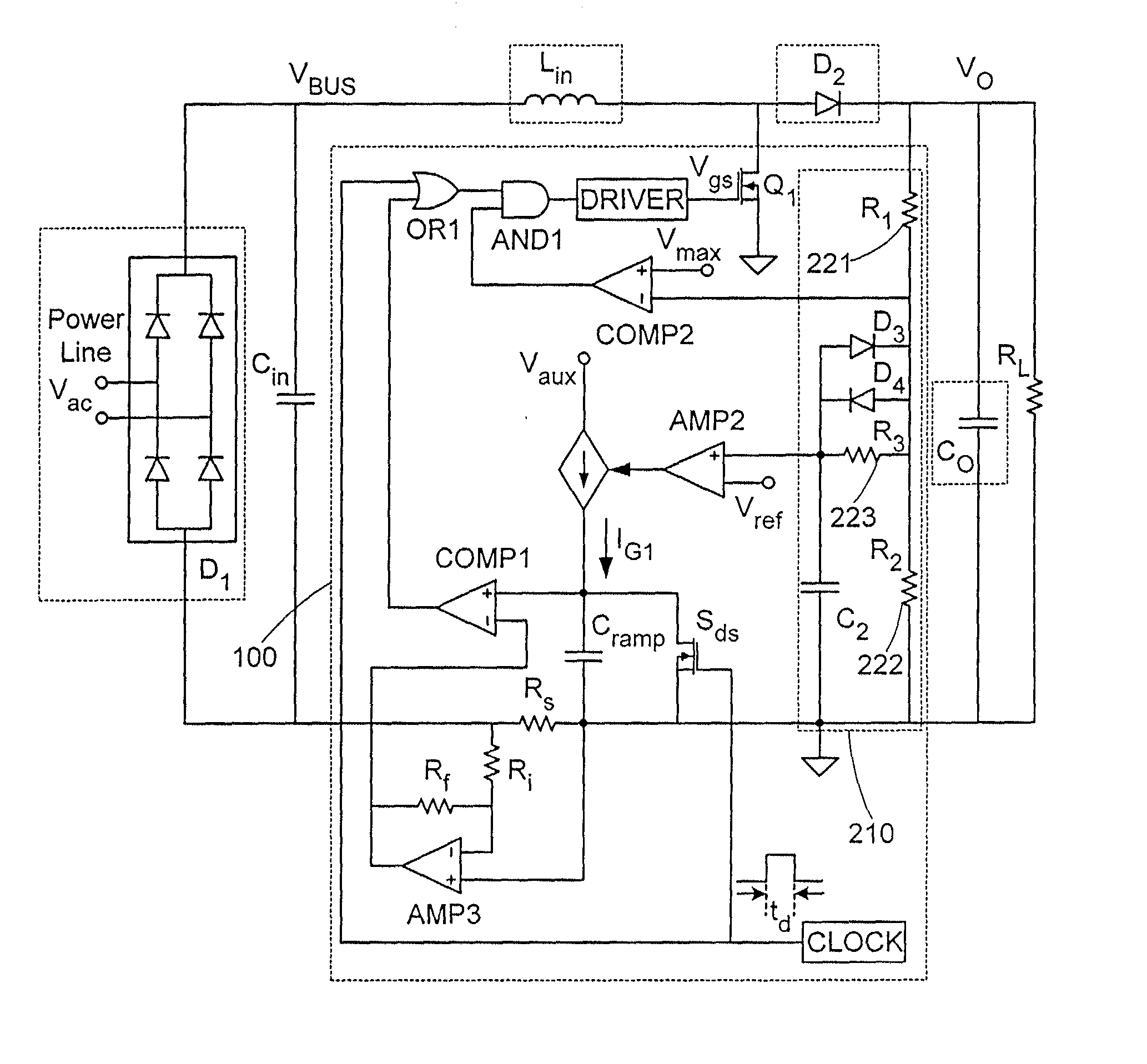 Method and apparatus for active power factor correction with minimum input current distortion