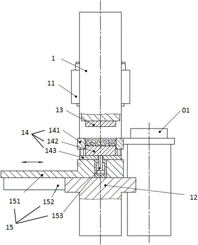 Technological method, pressing machine equipment and system for ceramic tile formation