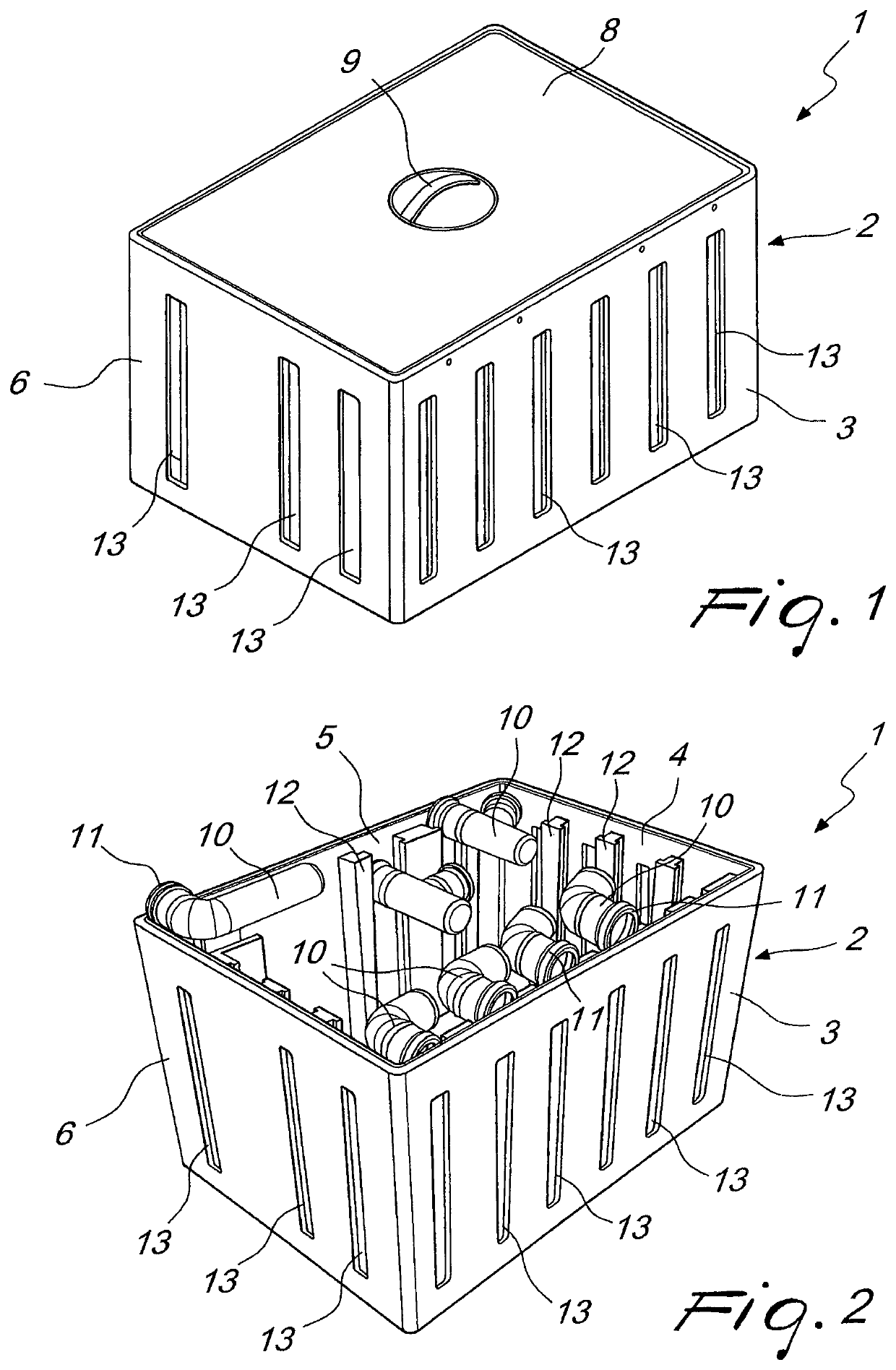 Structure for an organized container, particularly for hydraulic connectors and similar