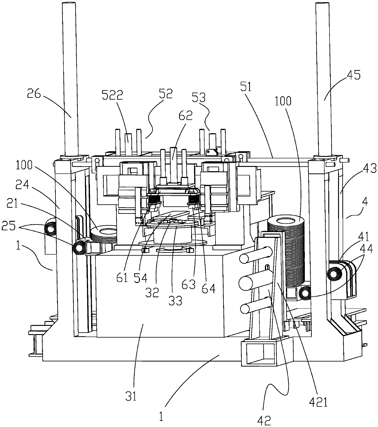 Automatic feeding and discharging vertical lathe