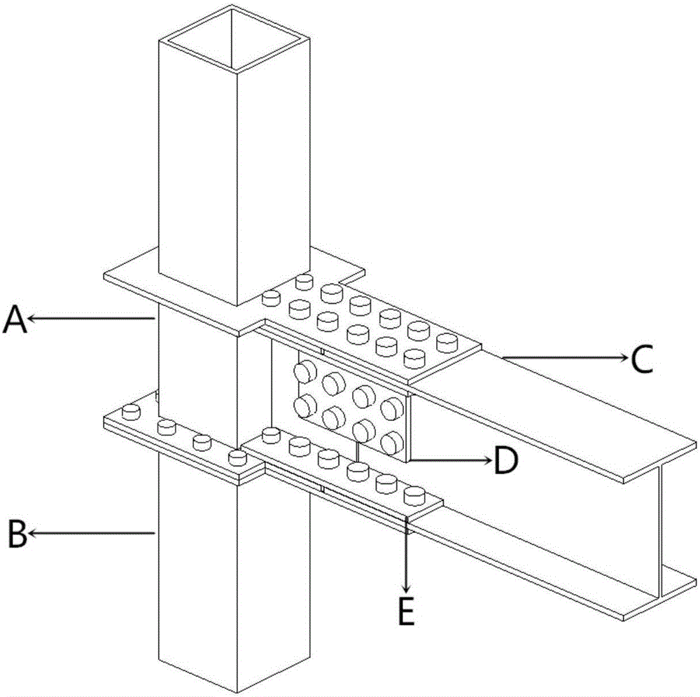 Assembly type single-flange beam column bolt joint connecting device provided with cover plates