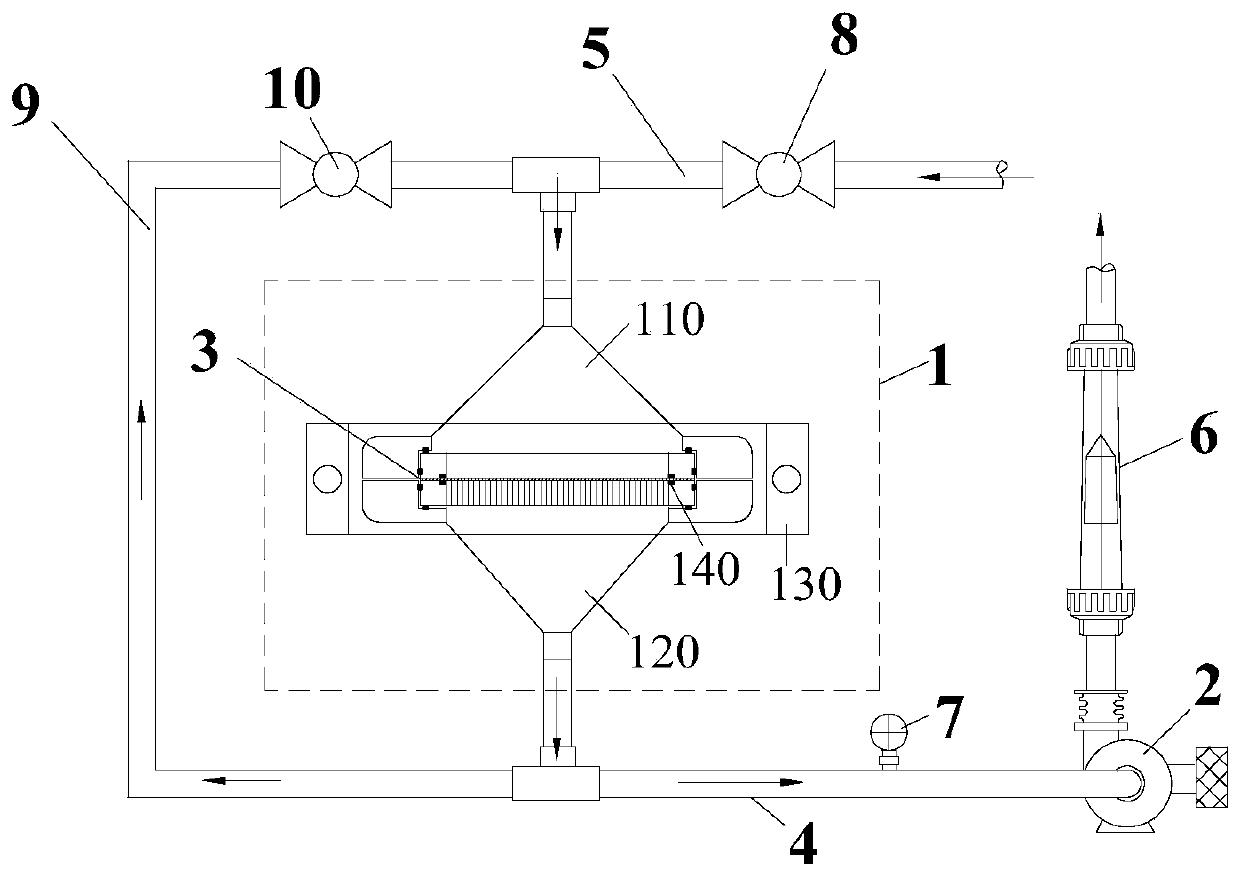 Device and method for testing air permeability of non-woven fabric material