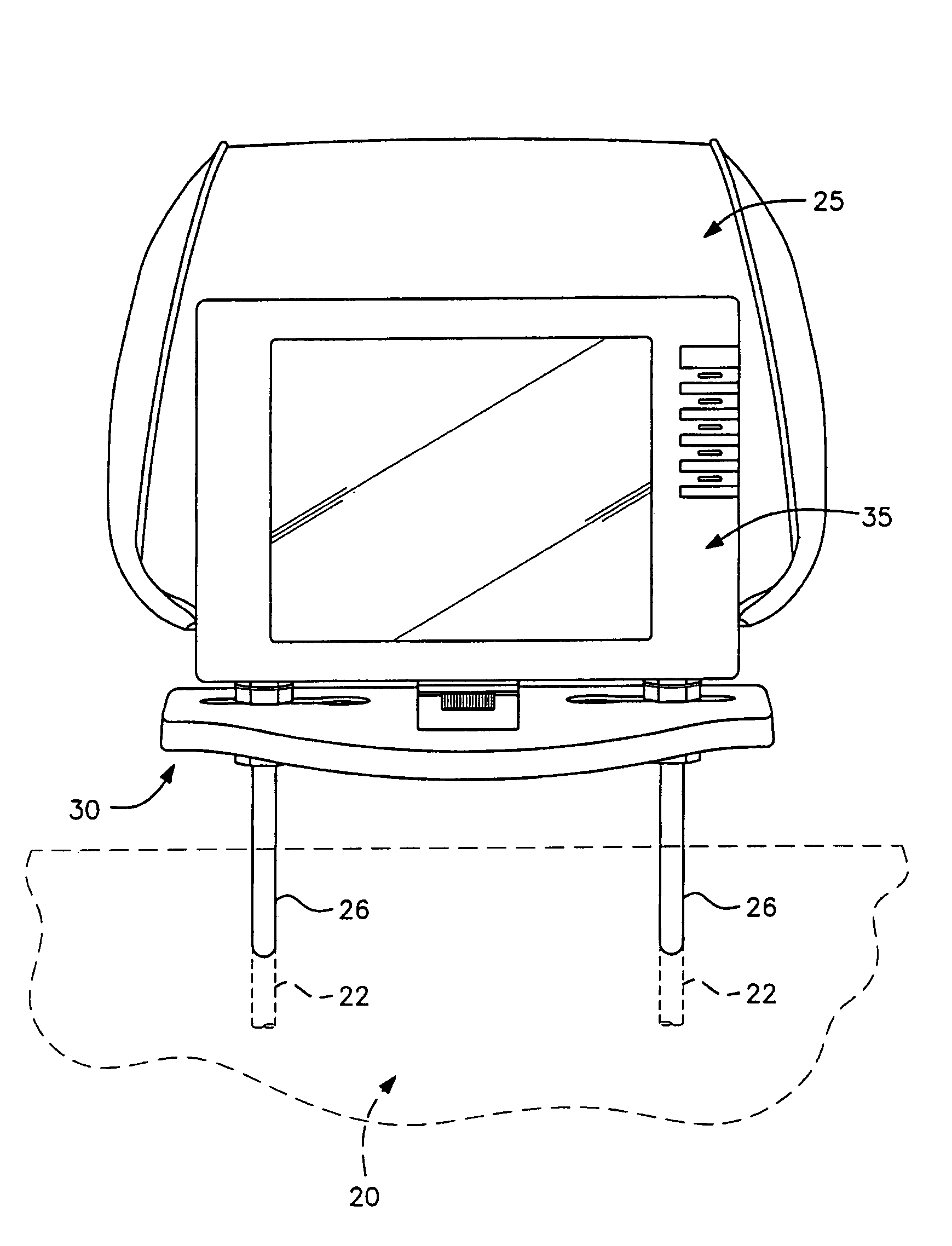 Universal vehicle headrest monitor supporting bracket assembly