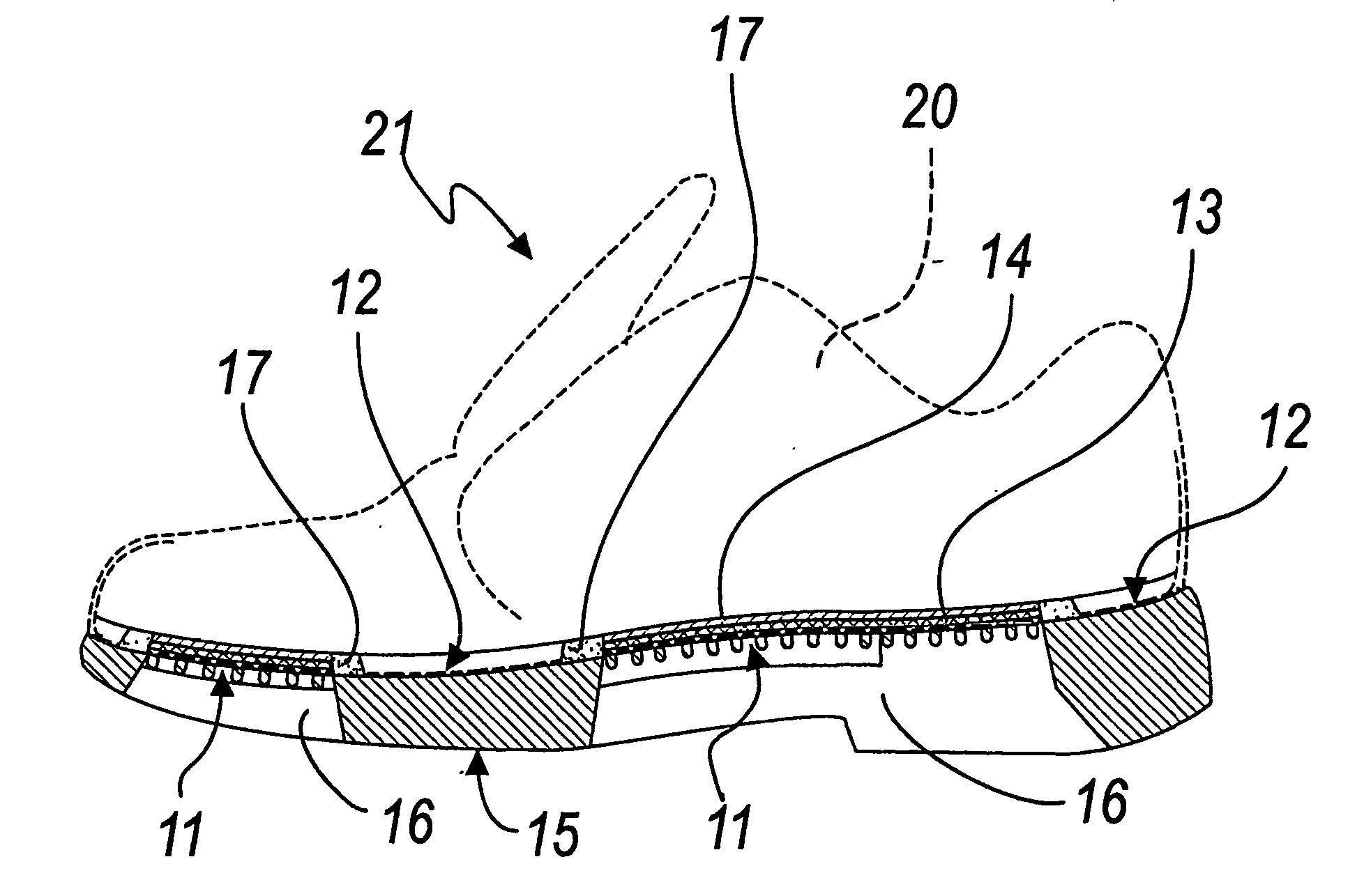 Waterproof and breathable sole for shoes, and shoe manufactured with such sole