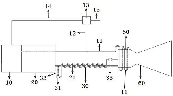 Cooperative air suction type liquid rocket engine propellant supply system