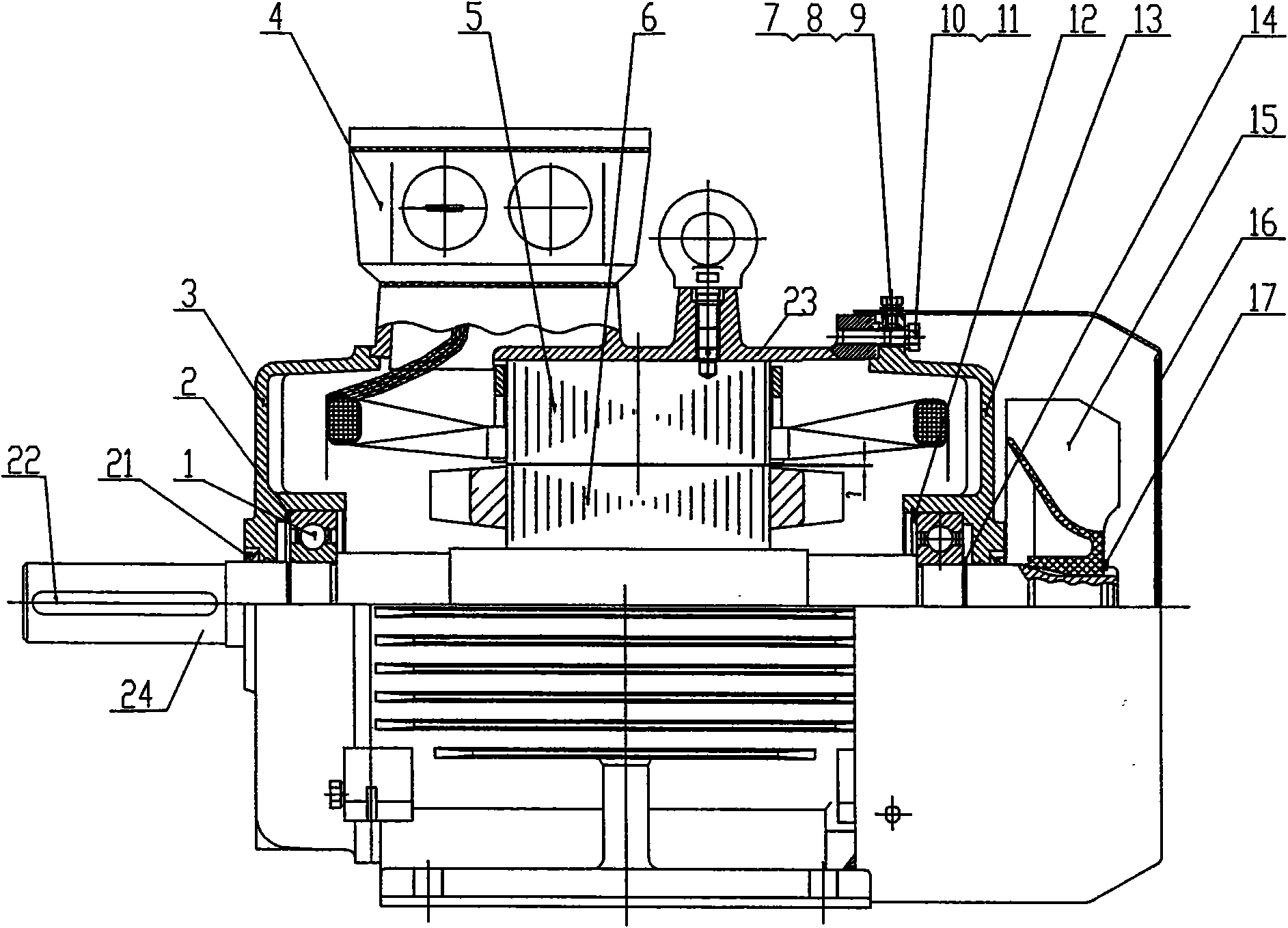 Three-phase asynchronous motor special for injection molding machine