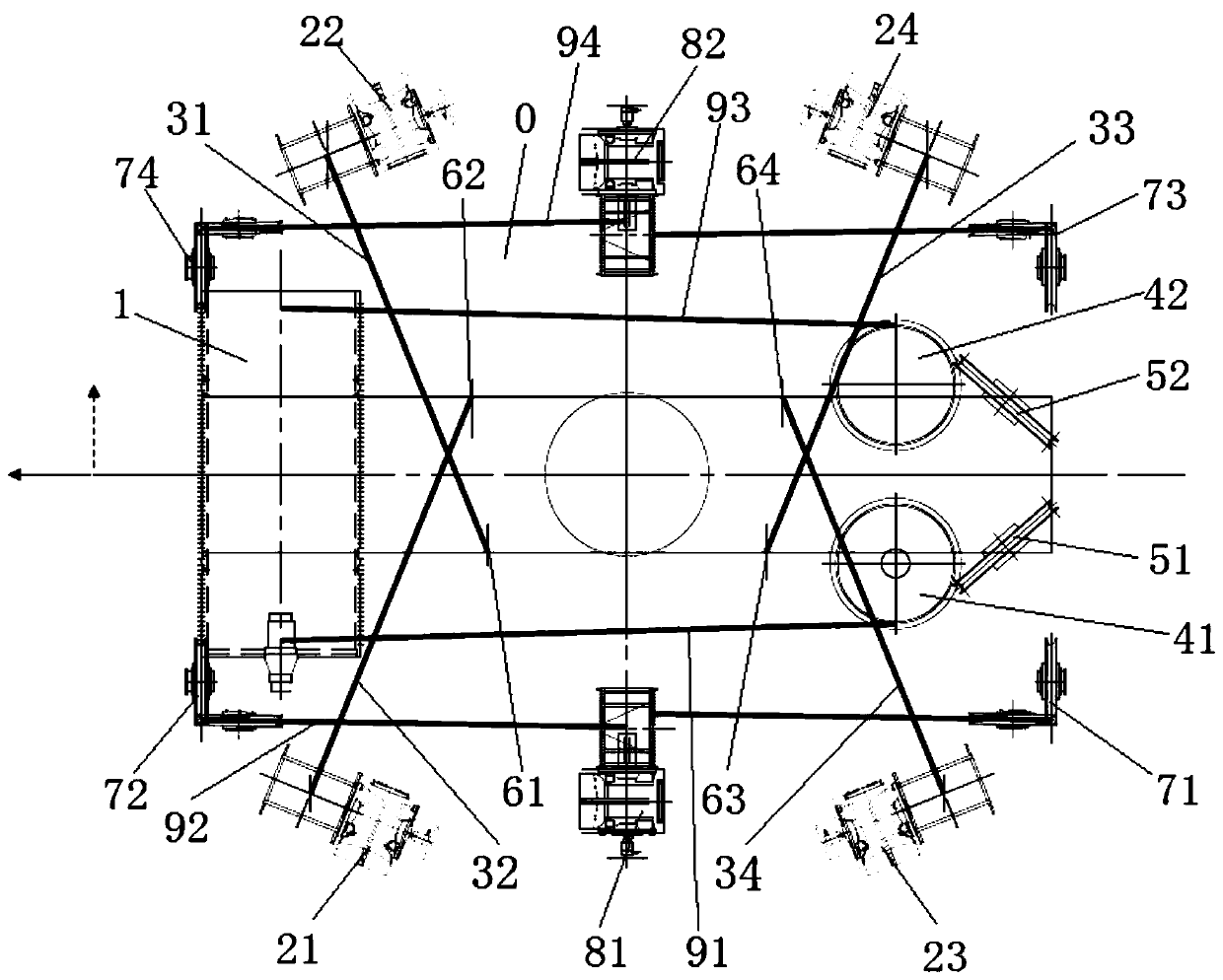 Steel wire rope hoisting system for crane