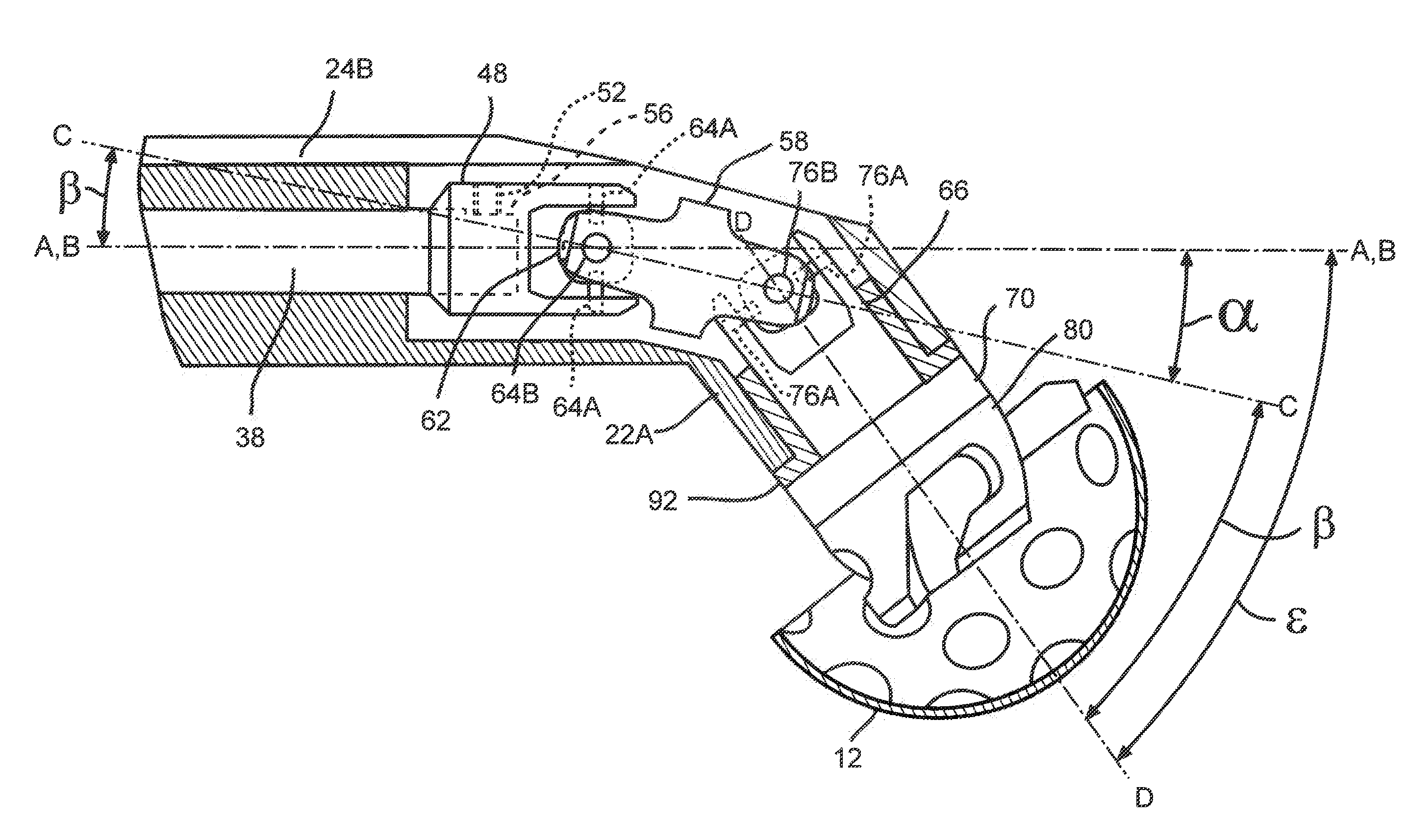 Angled reamer spindle for minimally invasive hip replacement surgery