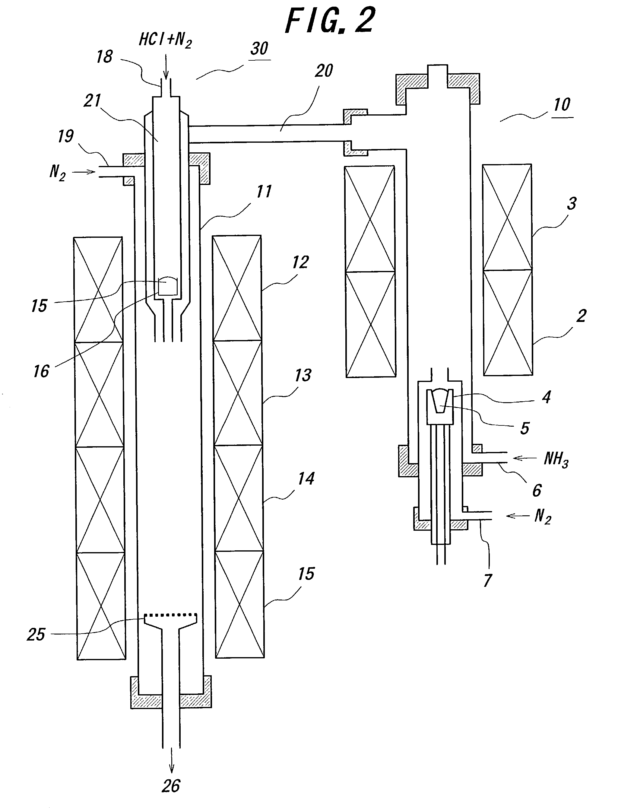 Method for producing powders made of gallium nitride and apparatus for producing the same