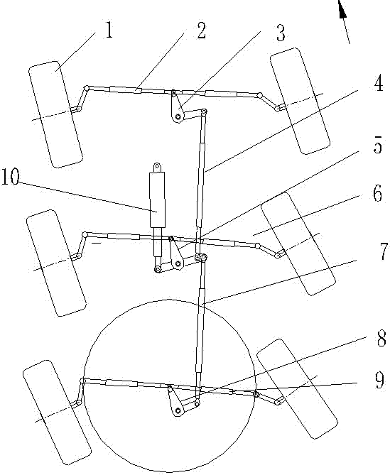 Rear wheel adjustable steering mechanism suitable for semi-trailer launching vehicle