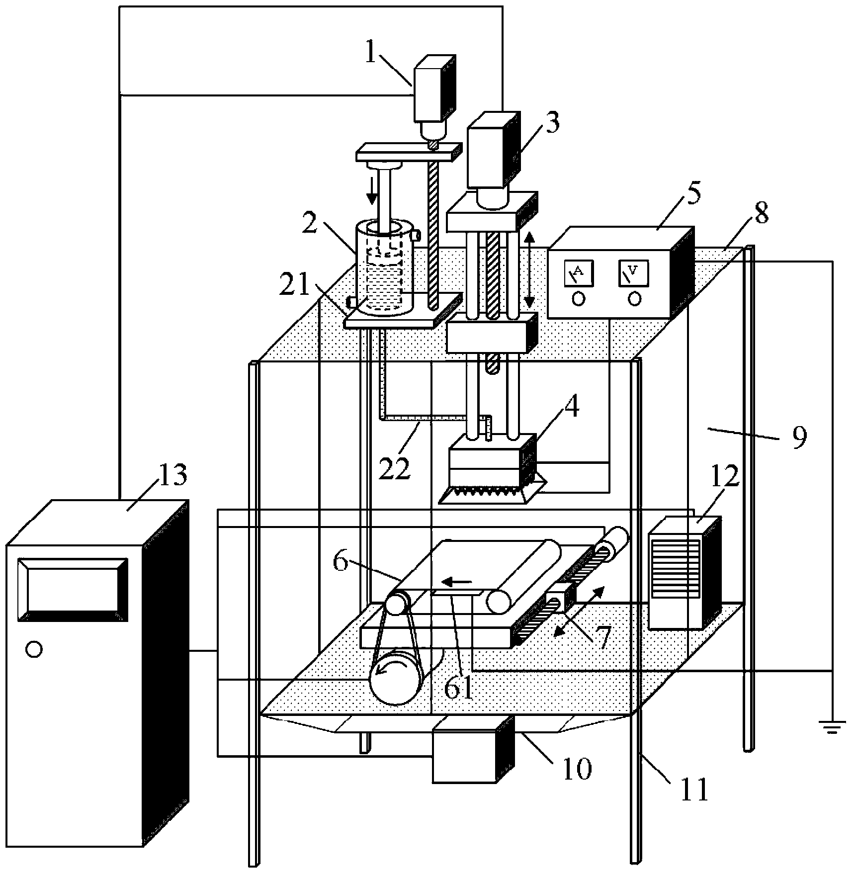 Multi-spraying-nozzle electrostatic spinning device with controllable spinning environment