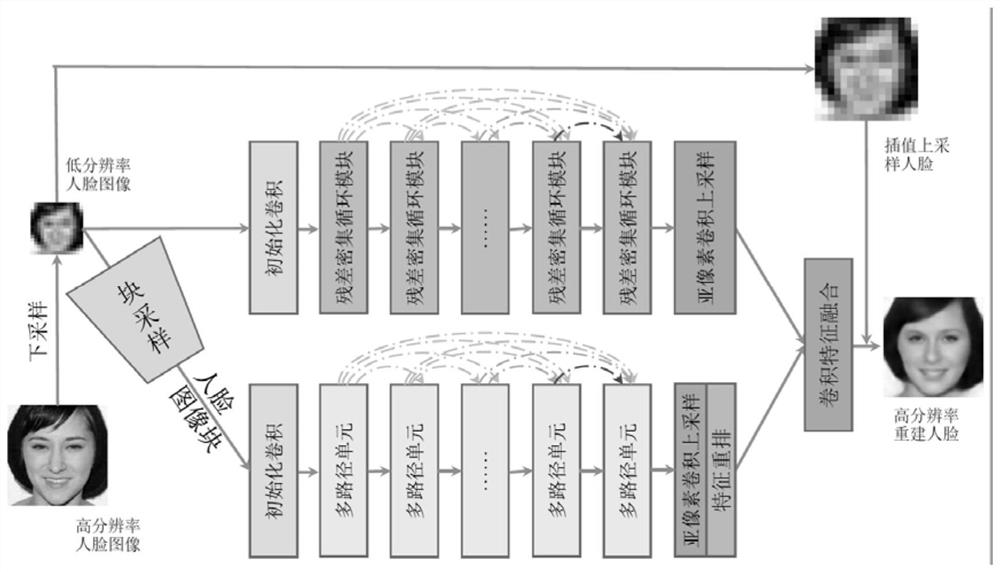 Face illusion structure method and system based on double-path deep fusion