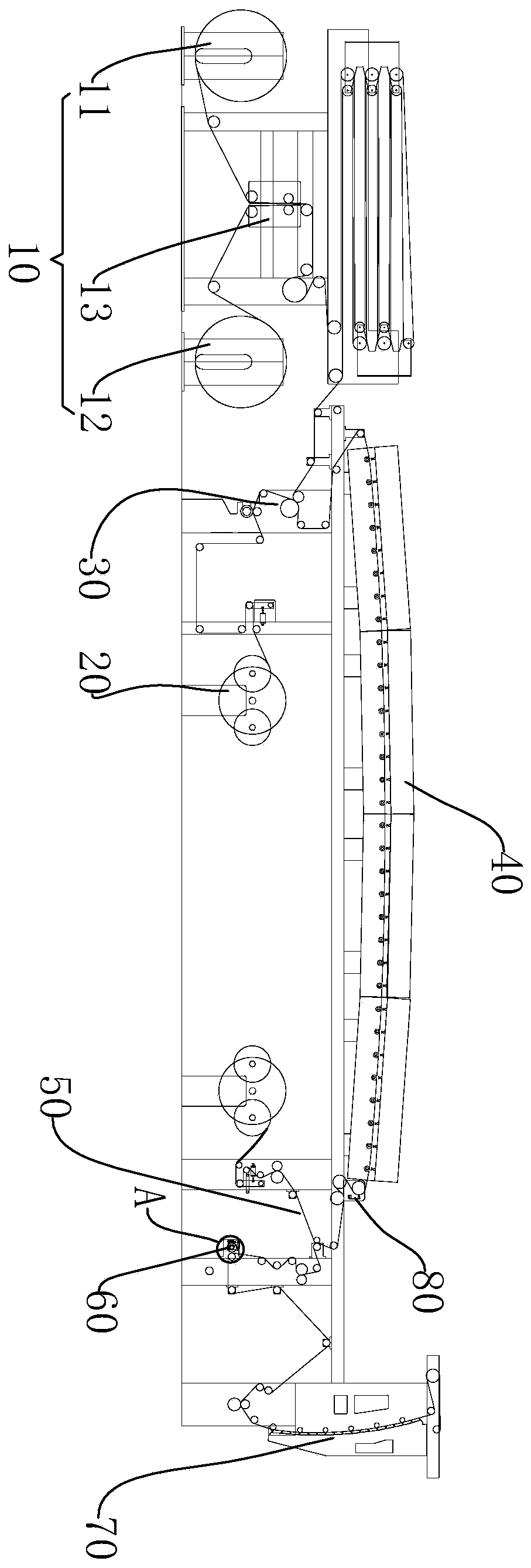 On-line stripping and pasting printing device and printing method thereof