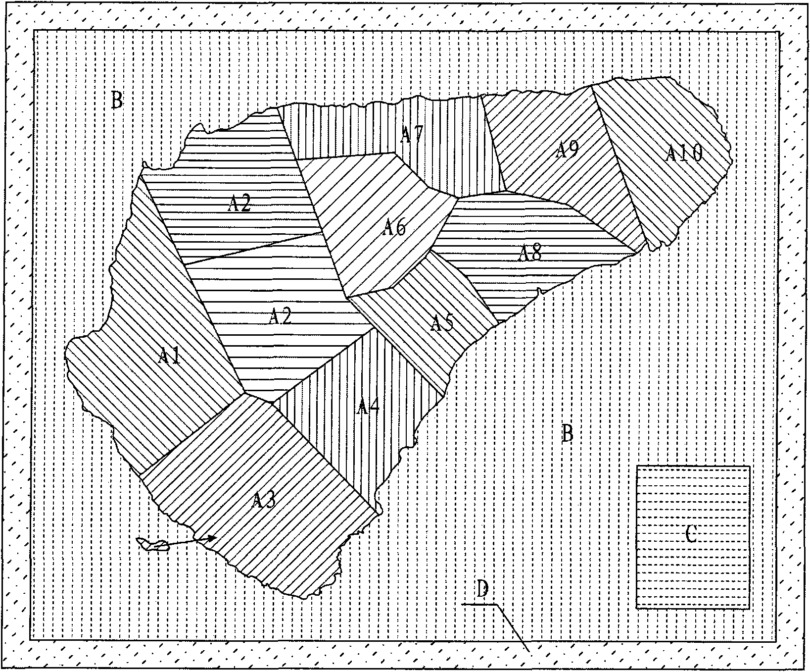 Stone mosaic map, method for manufacturing same and method for mounting same