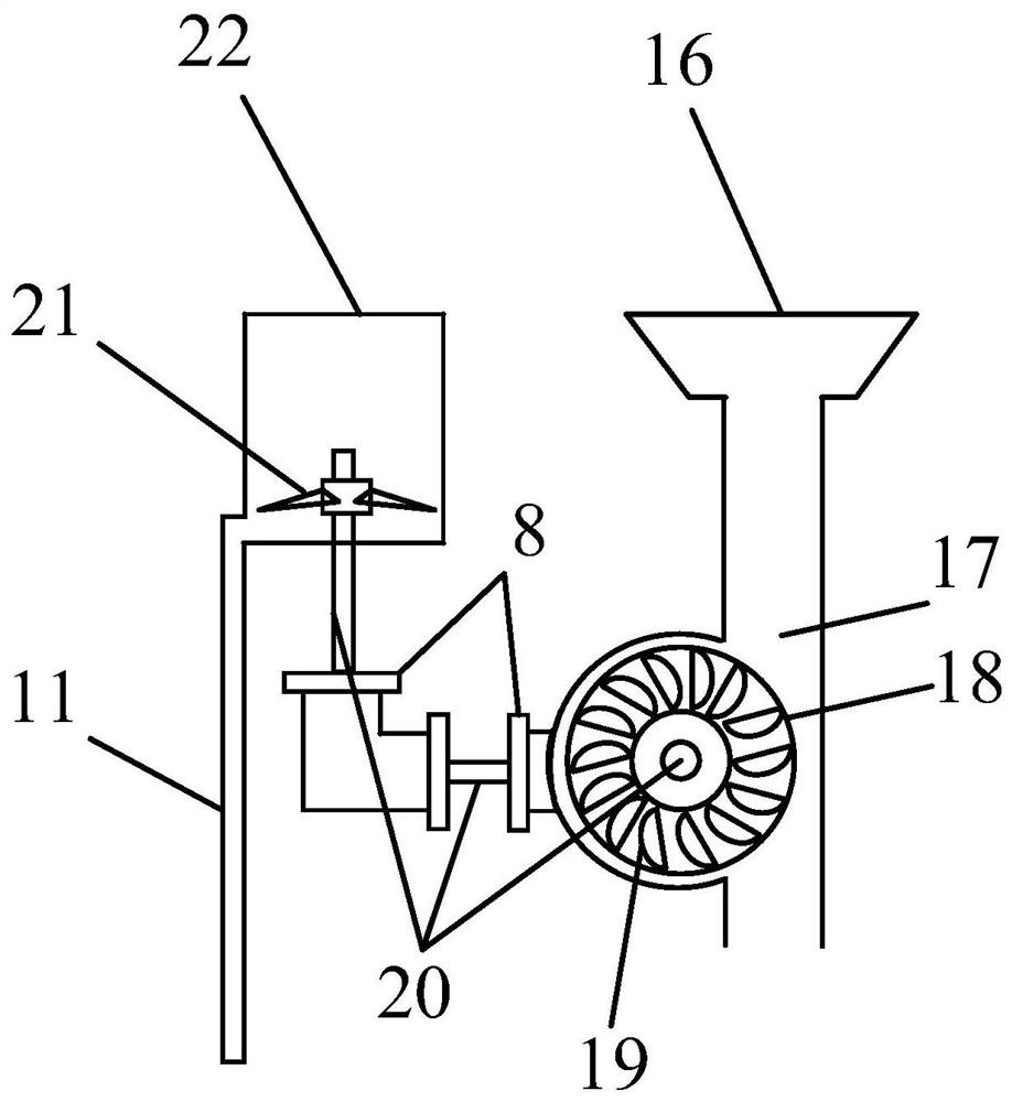 Containment built-in efficient heat exchanger adopting double-wheel double-blade hybrid power air suction