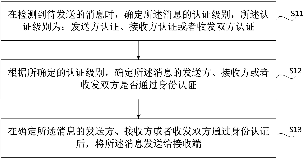 Method and apparatus for sending and presenting message, an identity authentication method and apparatus