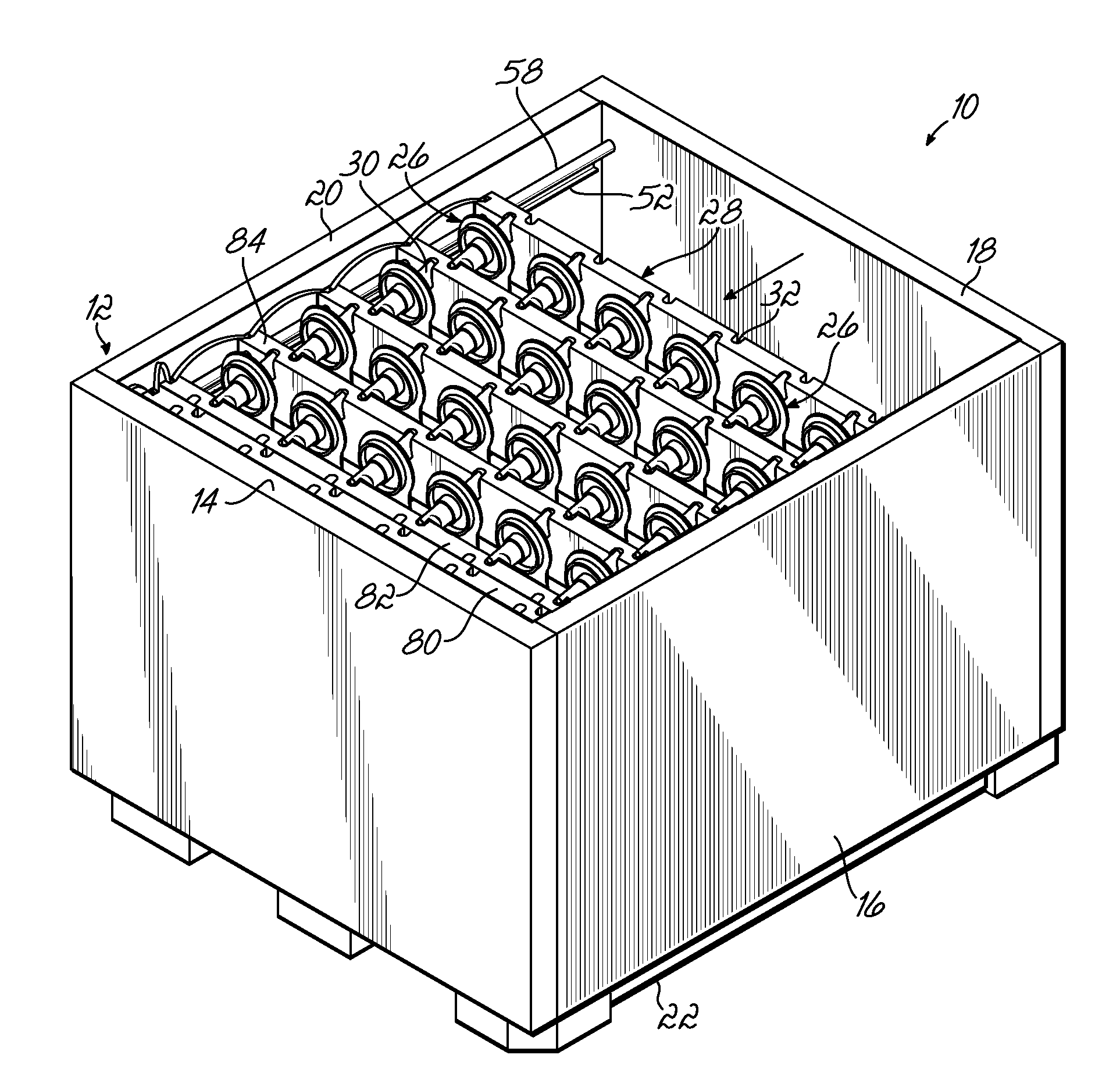 Container Having Sliding Support Members