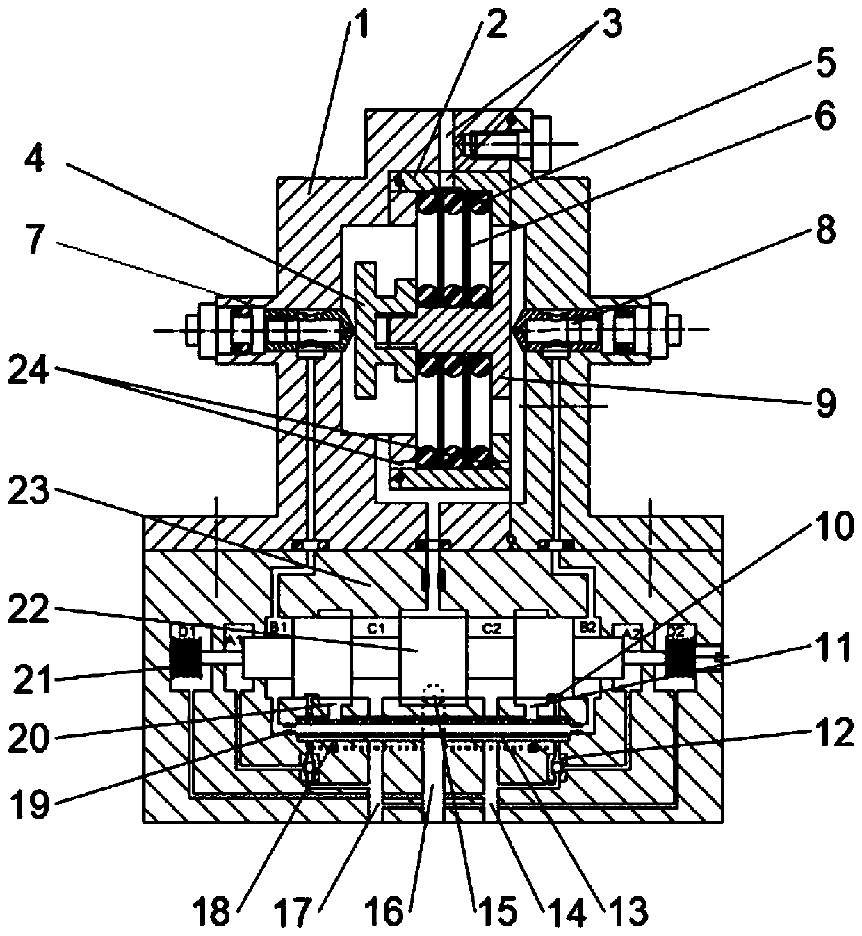 Piezoelectric plate driving nozzle baffle disc pressure servo valve with main valve element hydrodynamic force compensation function