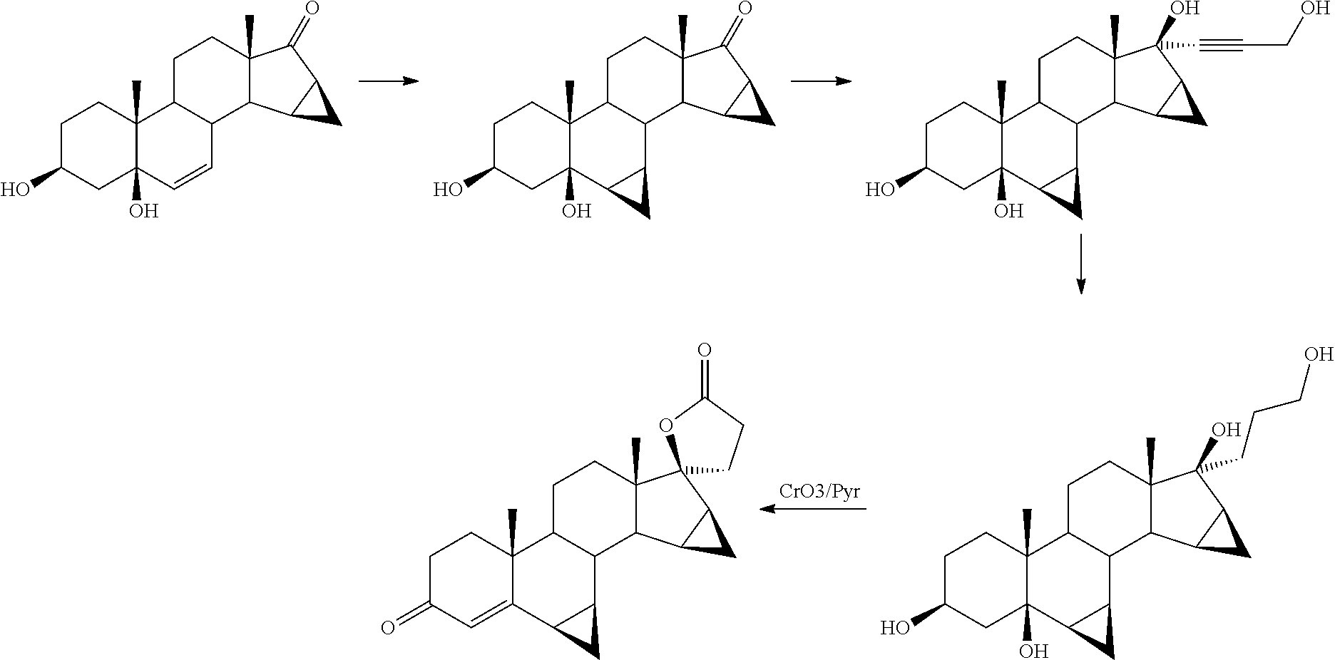 Process for obtaining 17-spirolactones in steroids