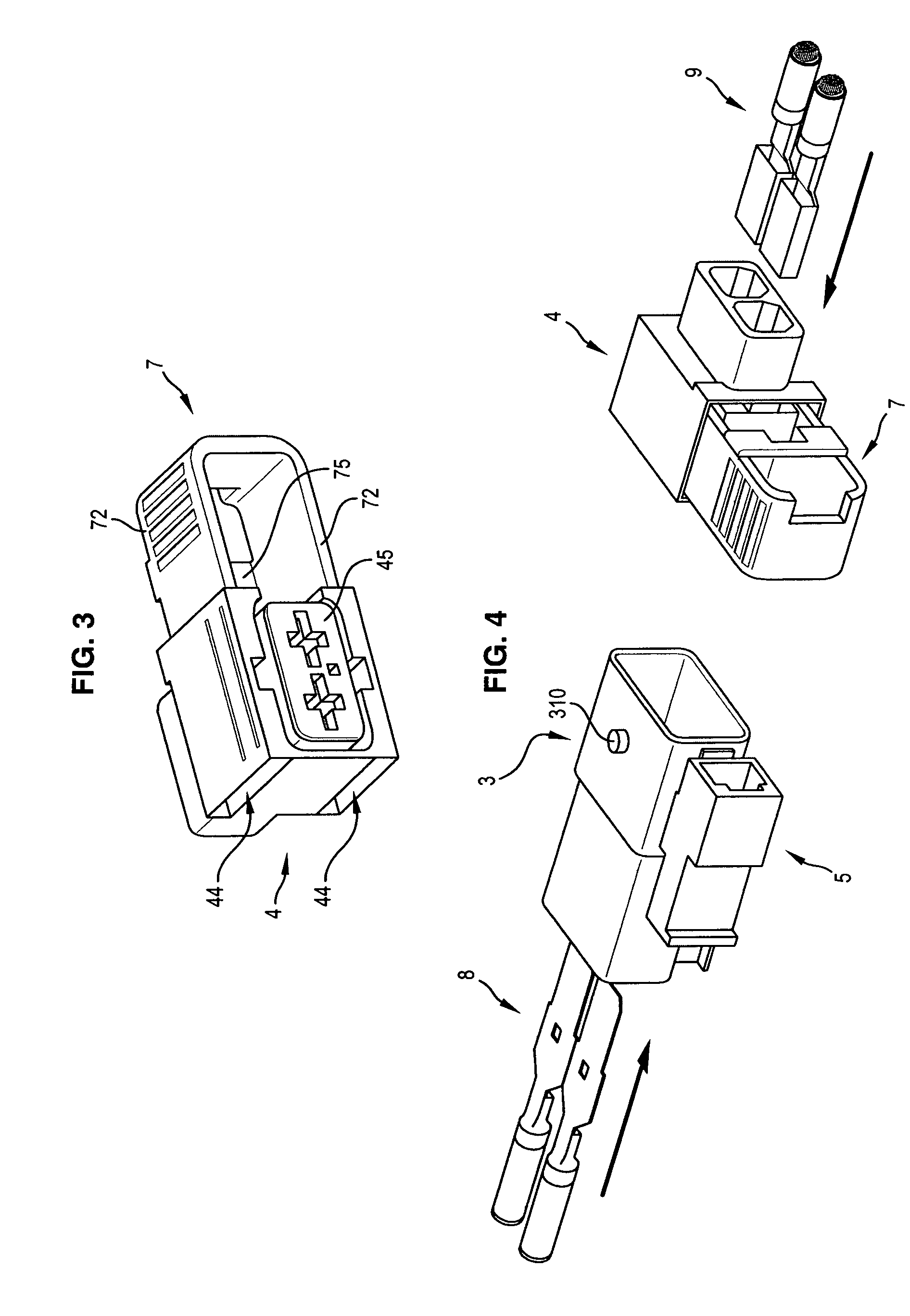 Electrical connector system with power and command connectors