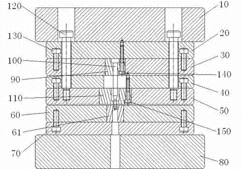 Quick detaching structure for feeding block and punch of stripping plate of stamping die in die