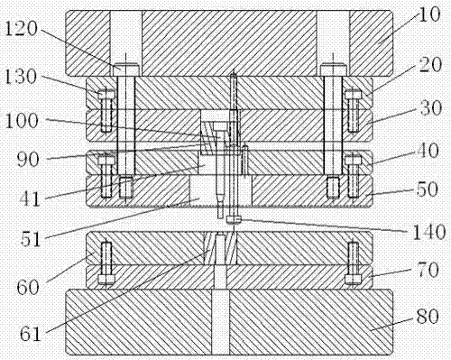 Quick detaching structure for feeding block and punch of stripping plate of stamping die in die