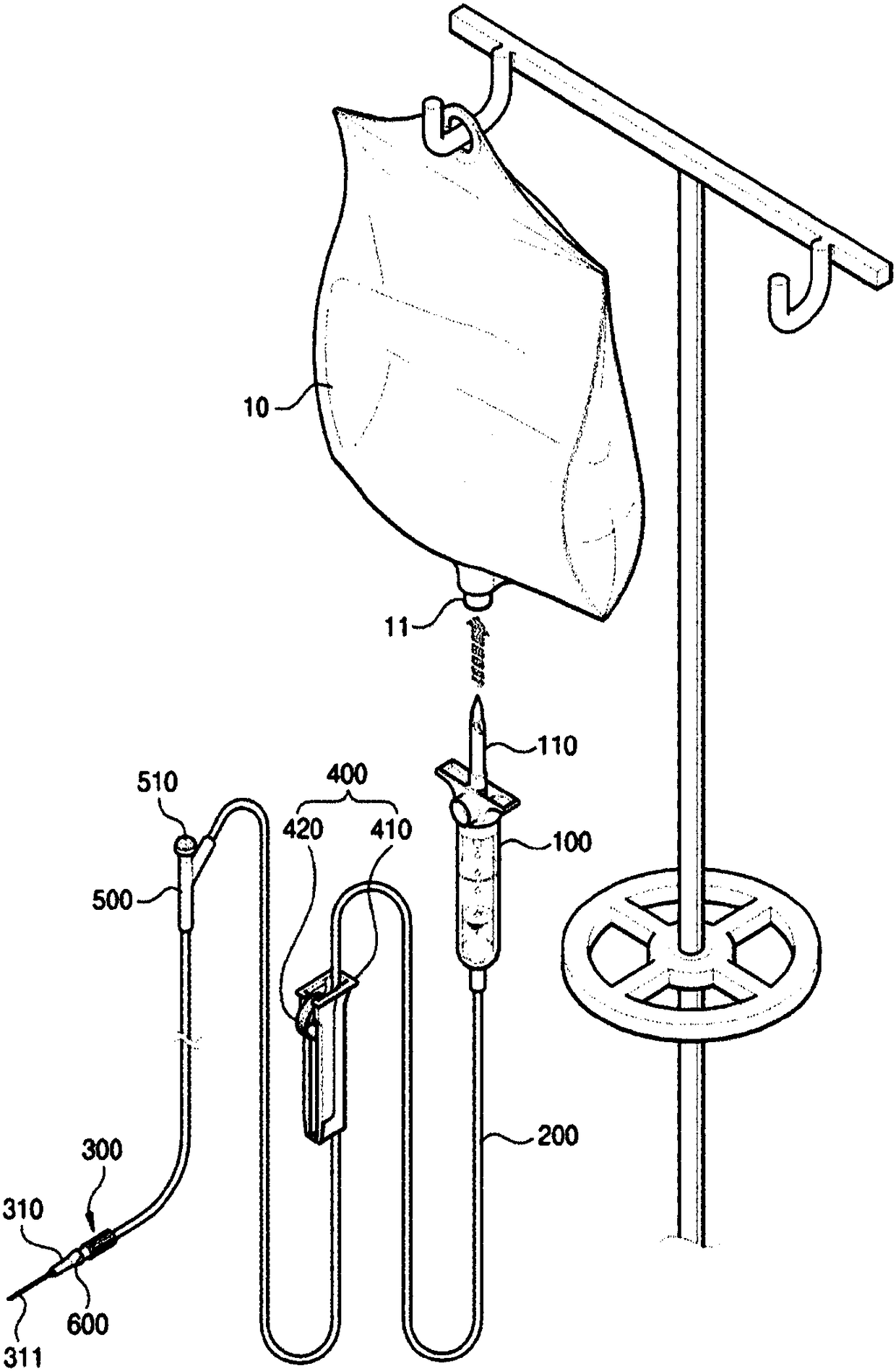 Flowrate regulating device for infusion set