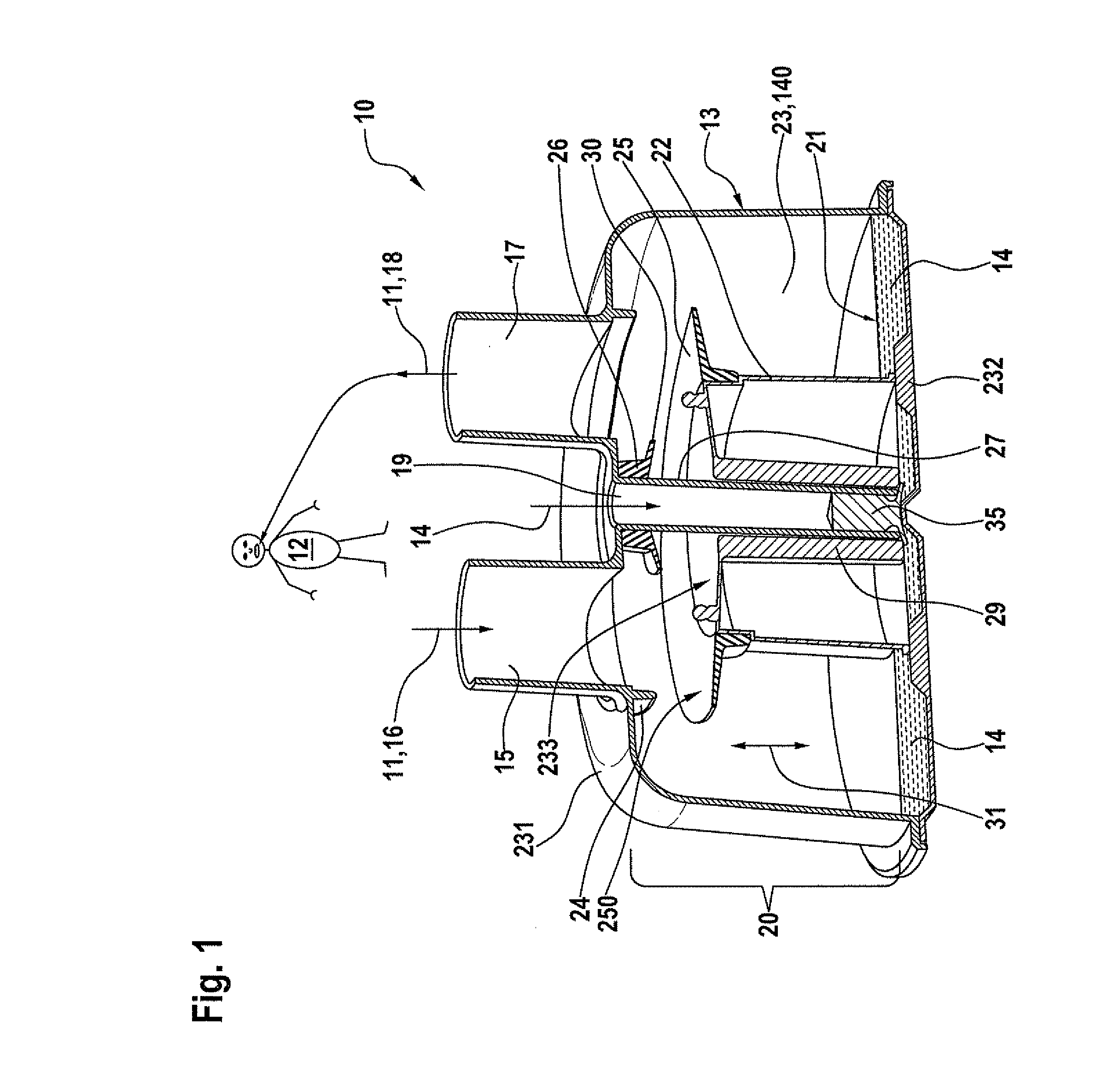 Device for humidifying breathing air for artificial respiration