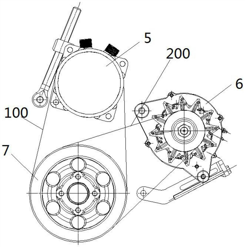 Nylon cord elastic V belt, engine front end wheel train and test method