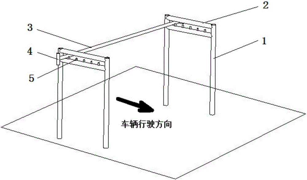 Height restriction frame on road