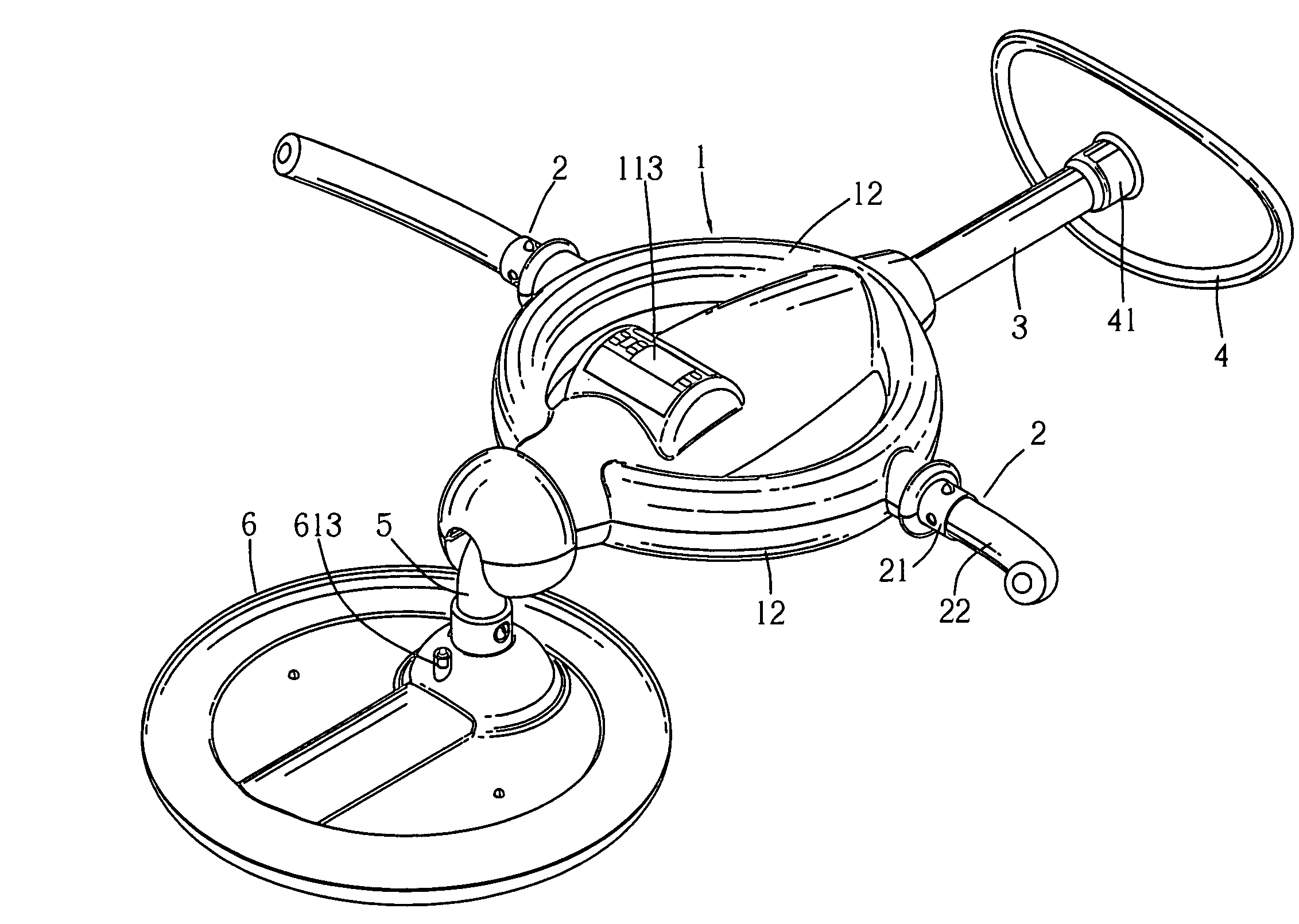 Abdominal exercising device with rotation body and counterweight