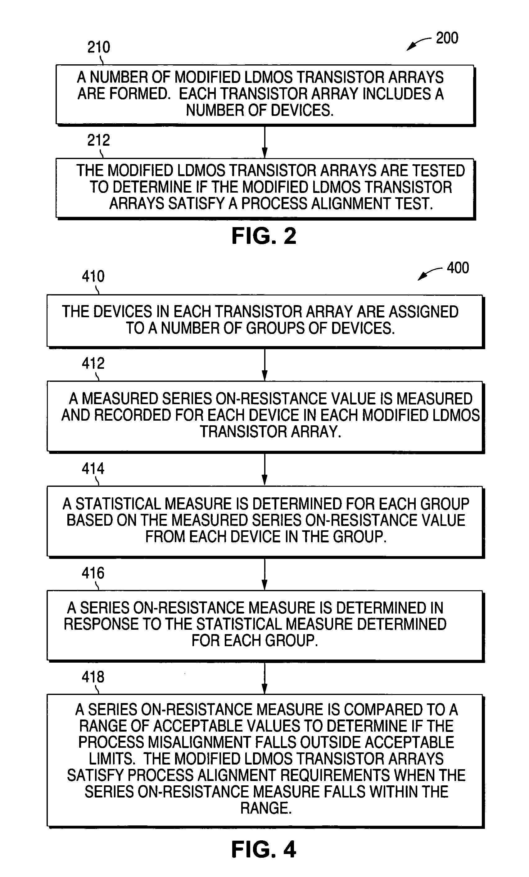 Method of monitoring process misalignment to reduce asymmetric device operation and improve the electrical and hot carrier performance of LDMOS transistor arrays