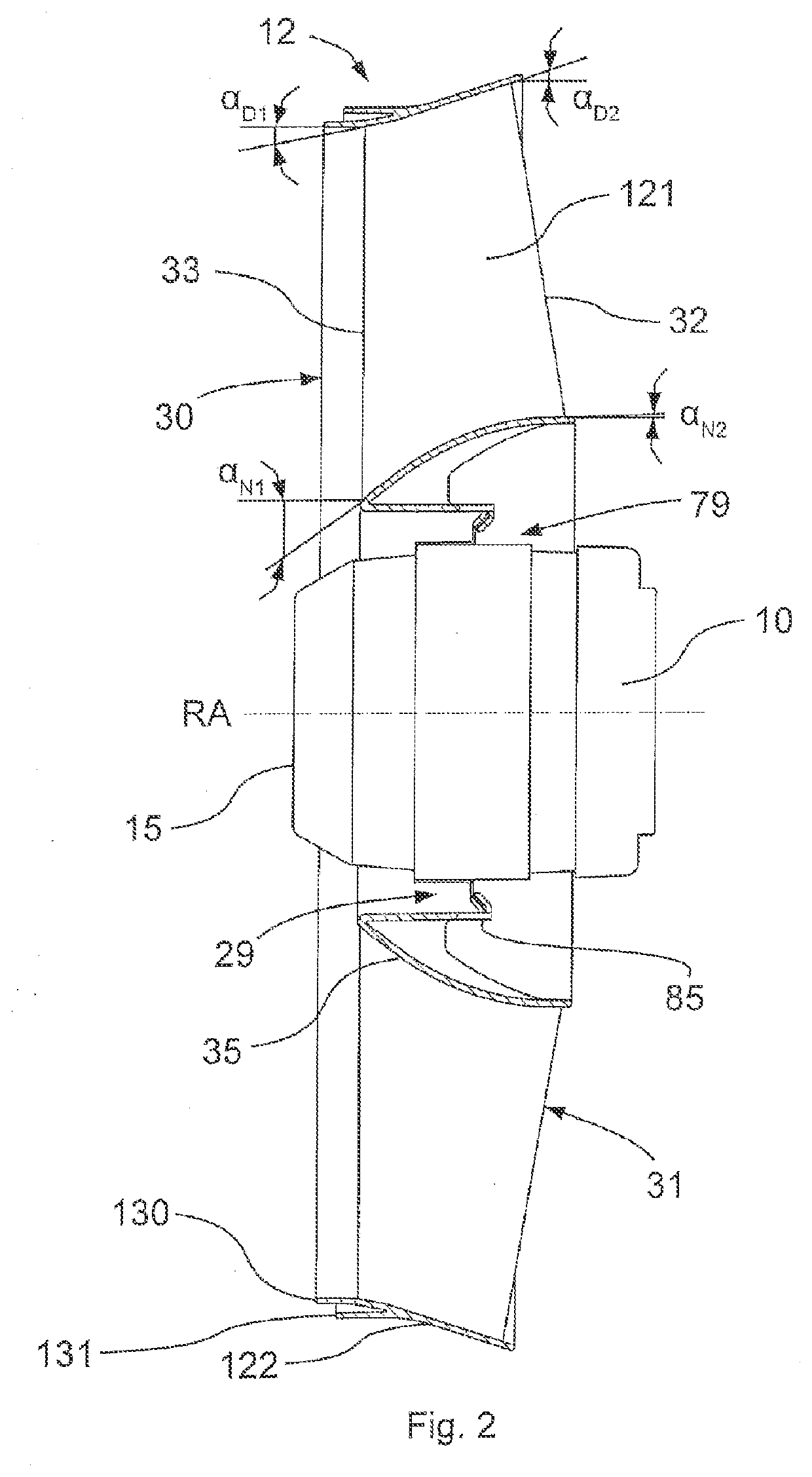 Diagonal fan having an optimized diagonal impeller