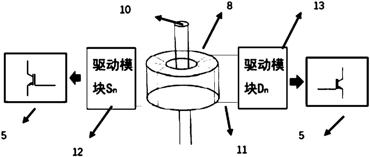 Magnetic isolation type multi-circuit synchronous trigger circuit with negative voltage bias