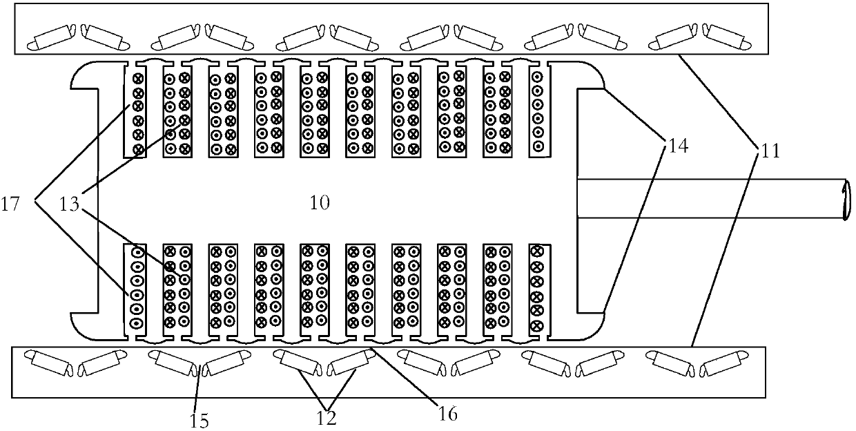 Double-side built-in V type permanent magnetic linear generator, seabed type wave energy power generator and control method