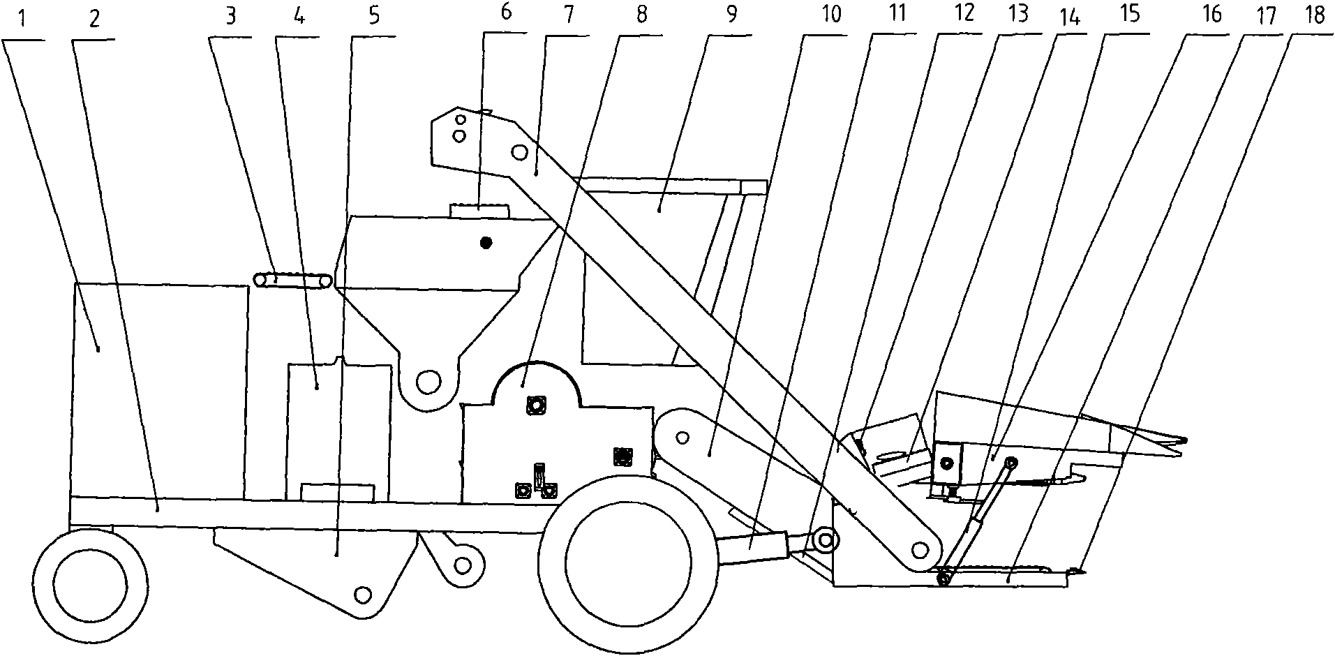 Fringe and stalk harvesting type corn harvester