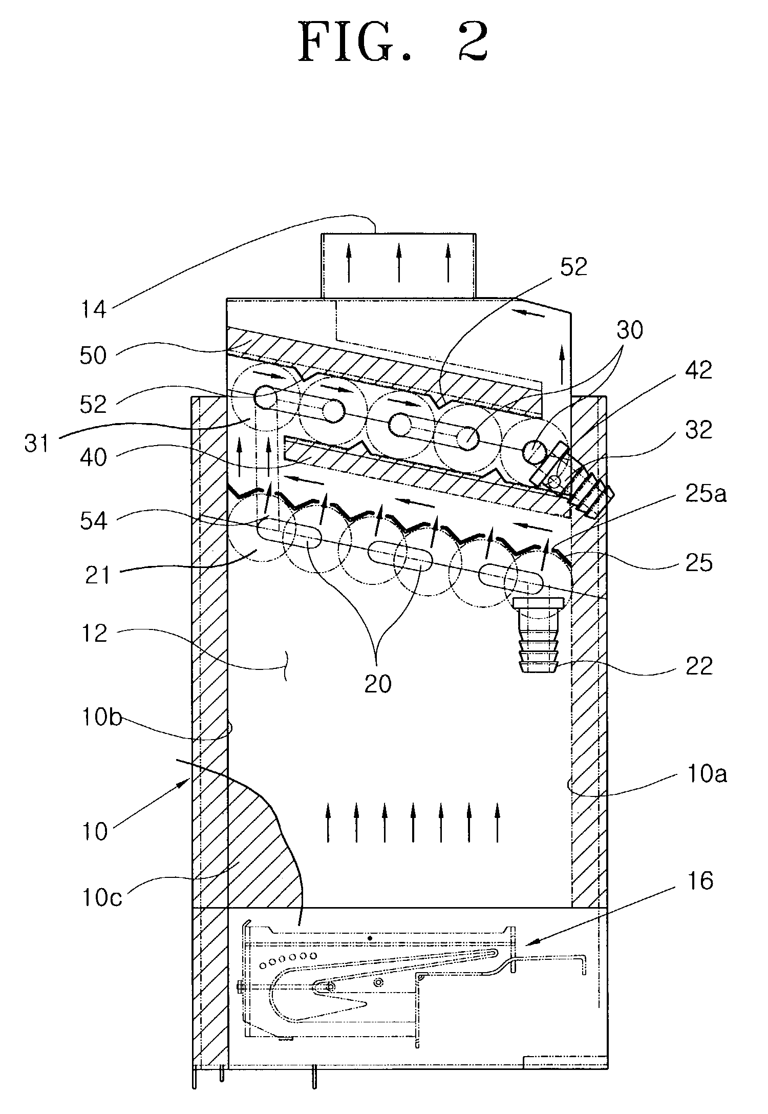 Arrangement structure of heat exchanger in condensing gas boiler