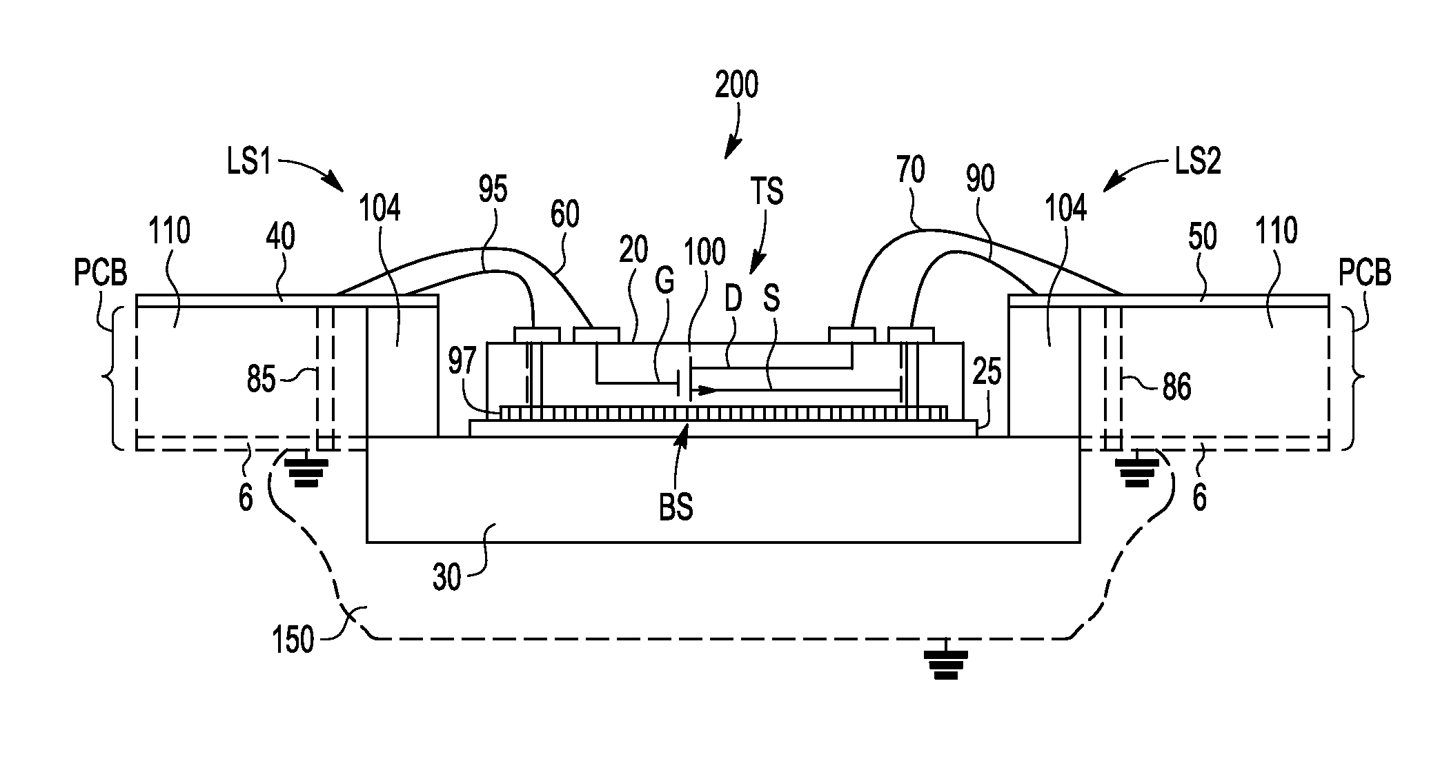 Structure for a radio frequency power amplifier module within a radio frequency power amplifier package