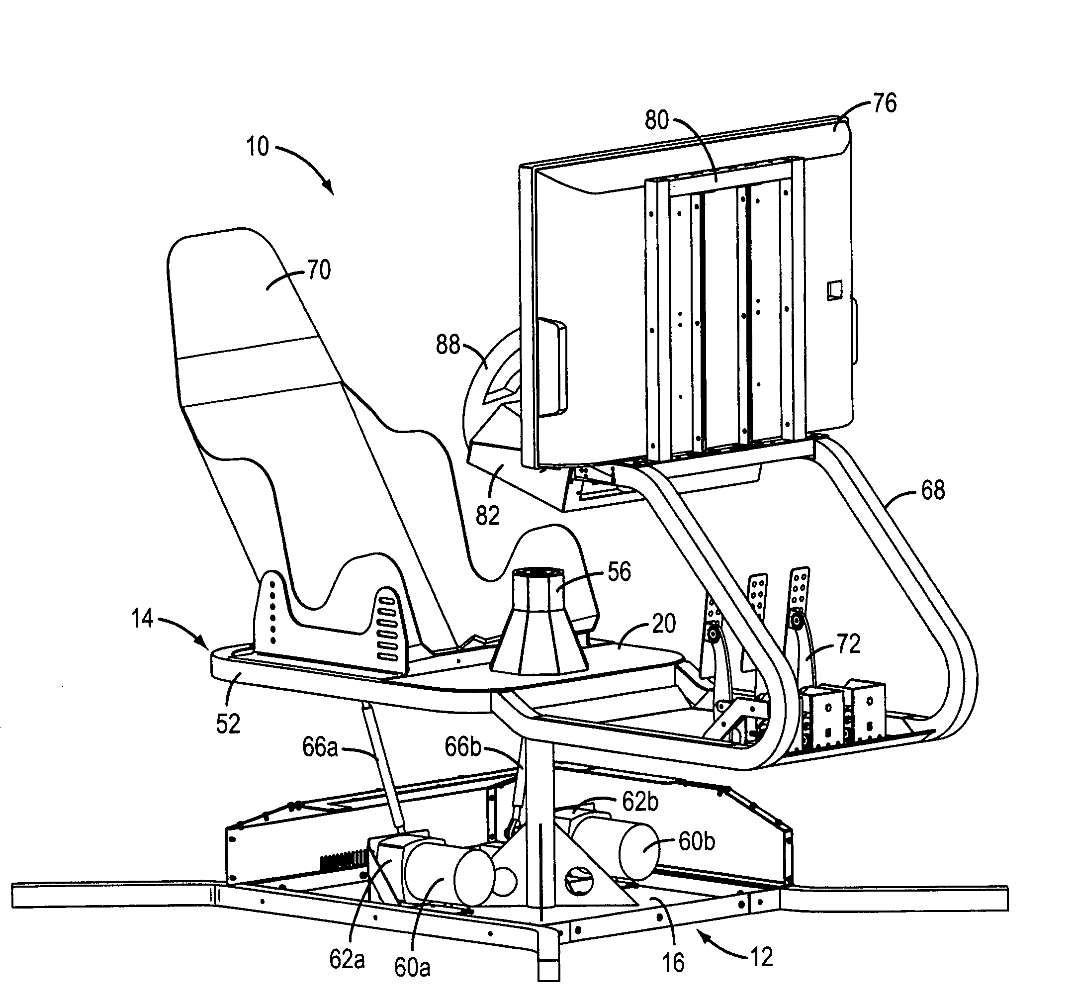 Motion platform video game racing and flight simulator