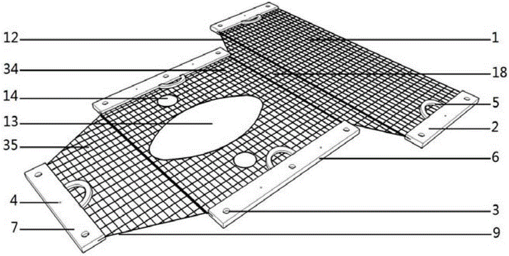 Mortise and tenon-joint type ear, mouth and nose-centered radiotherapy head and neck positioning negative-pressure pillow flat plate fixing frame